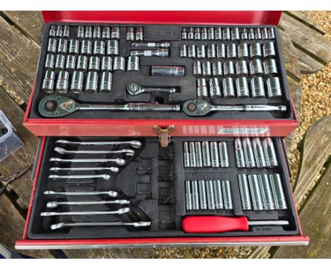 Master Grip Comprehensive Socket set with 1/4" 3/8" 1/2" Ratchets and sockets
1 socket and one spanner missing