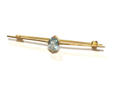 9ct oval cut gemstone bar brooch, approximate weight 1.7g 