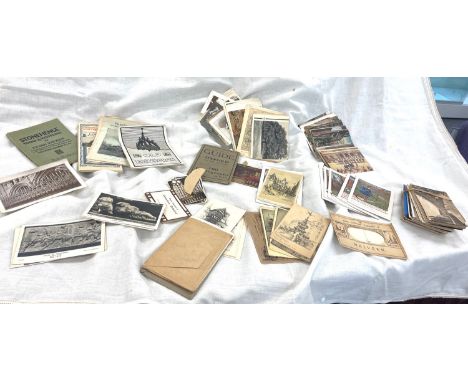 Selection vintage postcards, guides, maps etc 