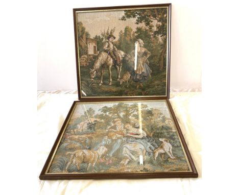 2 Vintage needle work framed pictures 