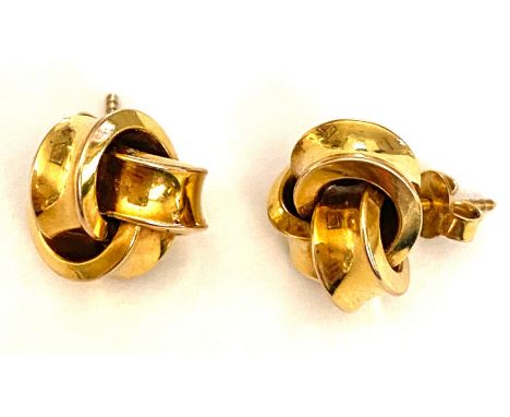 Vintage 9ct gold knot design stud earrings, approximate weight 3.8g 