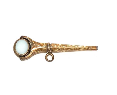 antique 10ct gold reversable gemstone fob retractable pencil pendant / charm, approximate weight 7g 