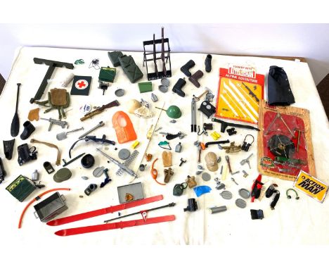 Large selection of vintage Palitoy action man accessories includes action man action soldier mortar set 34231 