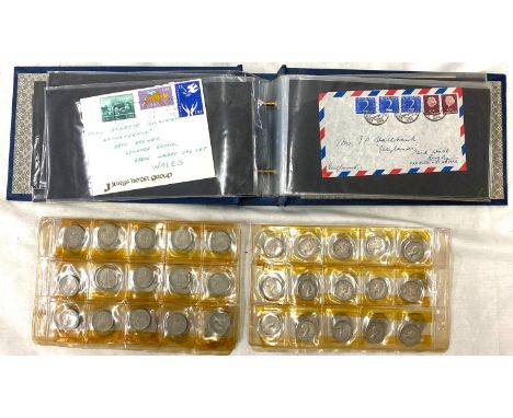 Selection used stamps / first day covers, selection of one shilling coins 