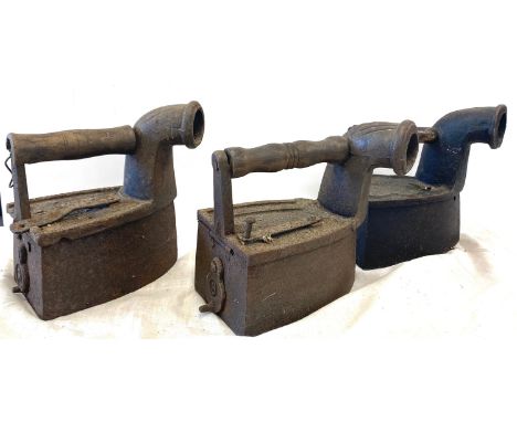 3 Vintage metal irons 