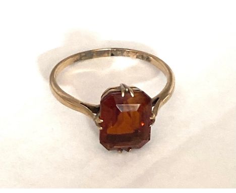 vintage 9ct gold citrine solitaire ring, approximate weight 1.9 
