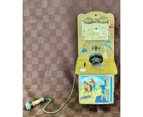 vintage metal Codeg ranch phone telephone tin toy 