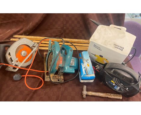 Large selection of power tools etc, includes Black and decker, steam cleaner etc 