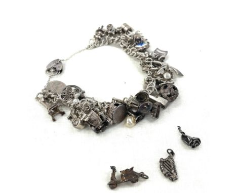 Vintage ladies silver charm bracelet, approximate wight: 96.2g 
