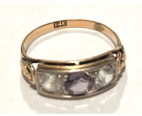 vintage 14ct gold lilac spinel gypsy style ring, approximate weight 2.1g 