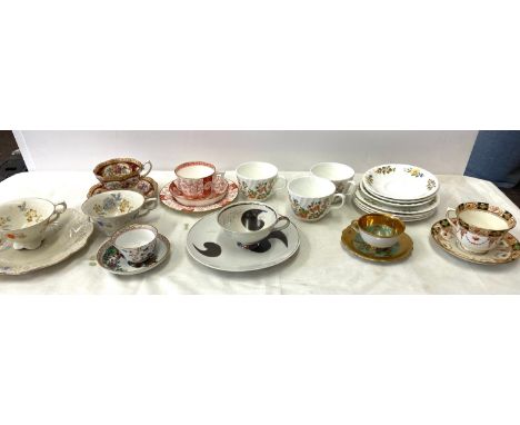 Selection of part tea services/ cups and saucers, includes royal Albert, Masons, Aynsley etc 