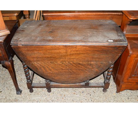 OVAL GATE LEG TABLE WITH BARLEY TWIST LEGS, SIZE APPROX 152 X 105CM EXTENDED