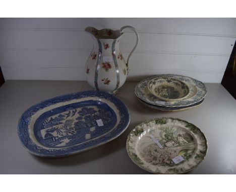 CERAMIC SERVING DISHES AND LARGE JUG