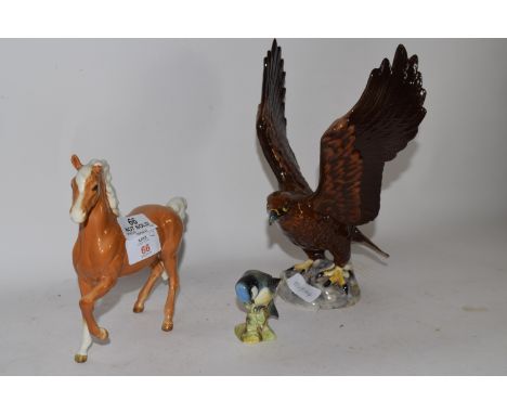 BESWICK HORSE AND BIRD MODEL, PLUS A BESWICK MODEL OF AN EAGLE