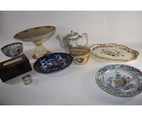 BOX CONTAINING CERAMIC ITEMS, NEW HALL TEA POT (A/F) ETC