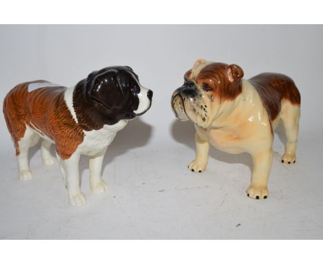 BESWICK MODEL OF A ST BERNARD "GARTH STROLLER" AND A BULLDOG "CHAMPION BASFORD"