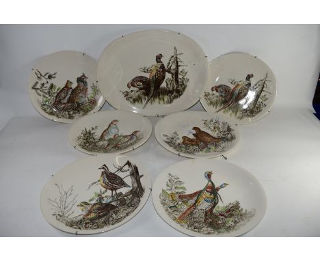 CERAMIC SERVING DISHES WITH GAME BIRDS DECORATION BY JOHNSON BROS