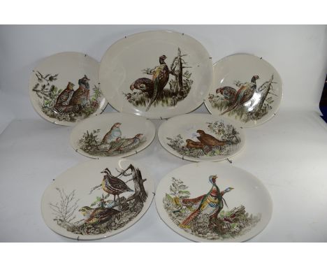 CERAMIC SERVING DISHES WITH GAME BIRDS DECORATION BY JOHNSON BROS