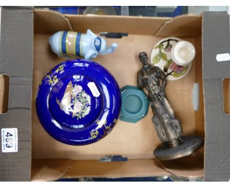 A collection of collectable ceramics including Wedgwood elephant & jasper ware inkwell, James Kent ginger jar & cover, Moorcr