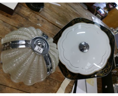 Reproduction pressed glass shell light in the coral shell design together with later perspex unit. (2)