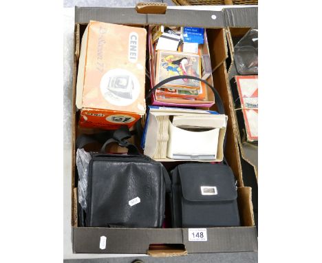 A collection of items to include boxed set of crystal glasses, old matchboxes, resin hanging wall light, etc. (2 trays)