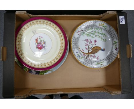 A mixed collection of hand decorated plates to include Jackson and Gosling, English Rose plate, George Jones, Cresent China f