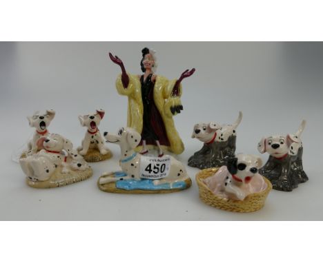 A collection of Royal Doulton Disney figures from the 101 Dalmatian collection to include Penny DM2, Perdita DM7, Patch in Ba