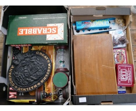 A mixed collection of items to include large metal reproduction great western railway company plaque together with match buil