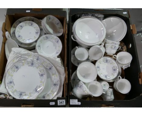 A large collection of Shelley Sycamore patterned dinner and teaware to include cups, saucers, dinner plates, servers, bowls, 