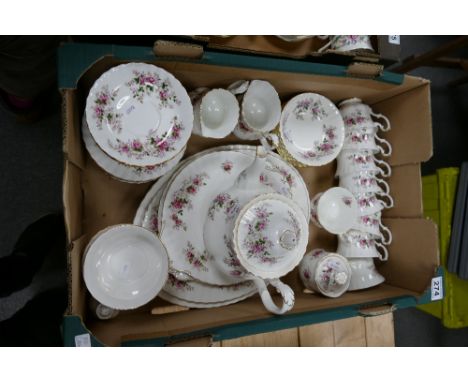 A large collection of Royal Albert Lavender Rose dinner and teaware to include cups, saucers, side plates, sugar bowls, serve