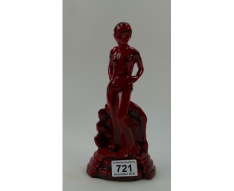 Peggy Davies Ruby Fusion Figure of an Art Deco Lady, signed on base.
