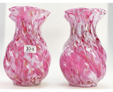 20th Century quality  Ruby Red glass vases with golden highlights, height 25cm. (2)