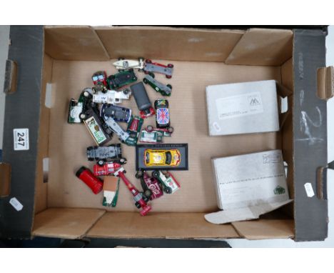 A small collection of model cars and lorries to include Mini's, Walkers advertising vans, etc. 