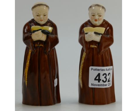 Royal Worcester candle snuffers The Monks. (2)