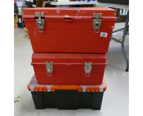 A collection of 3 tool chests containing wood working and DIY tools and equipment. (3)
