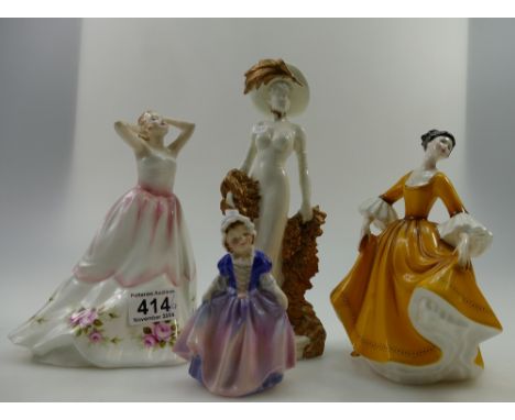 A collection of Royal Doulton lady figures to include Stephanie HN2807, Claire HN3209, Dinky Do HN1678 and Royal Worcester fi