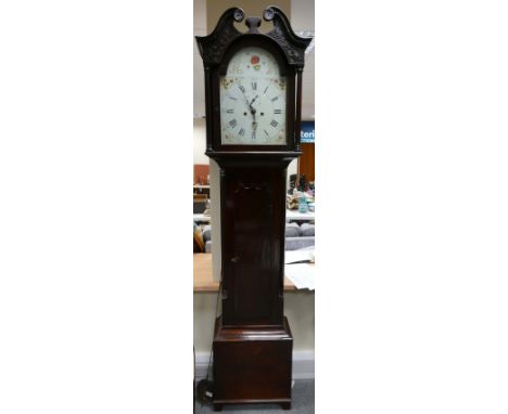 Rob. Dalgliefh mahogany 2 weight grandfather clock.