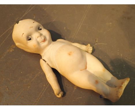 Bisque vintage hand painted small doll 