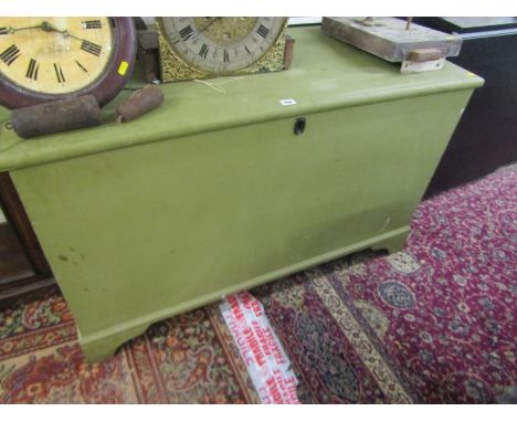 GREEN PAINTED STORAGE TRUNK, 118cm width 