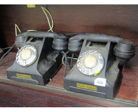 VINTAGE TELEPHONES, 2 black bakelite table telephones by Reliance 