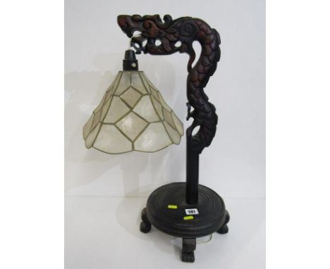 VINTAGE LIGHTING, oriental carved dragon support table lamp, 58cm height 