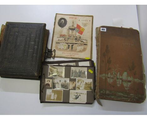 EDWARDIAN POSTCARDS, an album of over 180 mainly Edwardian postcards and photo portrait cards to include 5 shipwrecks and Res