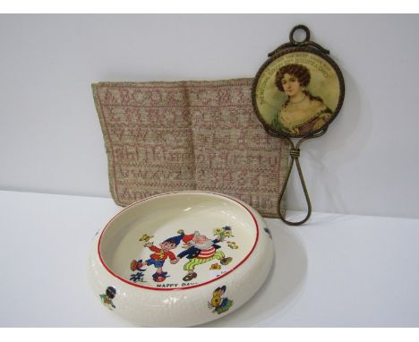 NODDY "Happy Days" child's feeding plate; also vintage advertising "National Bakery Company" hand mirror together with unfram