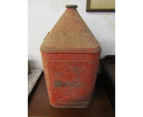 VINTAGE MOTORING, red enamel square base oil can "Mobiloil", 51cm height 