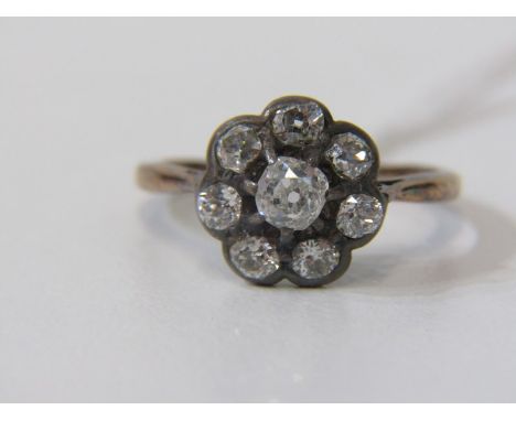 DIAMOND CLUSTER RING, vintage old cut diamond cluster ring, principal old cut stone approx 0.3 carat, surrounded by further o