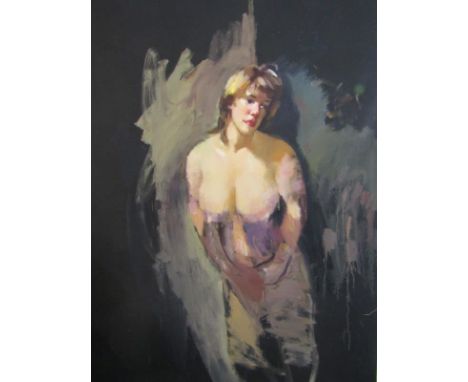 ROBERT LENKIEWICZ, oil on canvas "Study of Brunette Model", 183cm x 152cm (purchased in Bearnes Lenkiewicz studio sale, 23 Oc