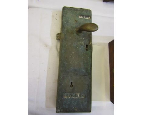 VINTAGE METALWARE, toilet door coin operated lock by Locwil, 32cm height 