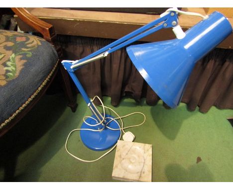 An anglepoise blue painted metal lamp 