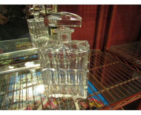 A large Art Deco cut glass decanter with stopper