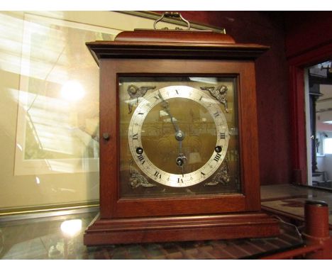 A Tilett of Norwich mahogany cased mantel clock with Westminster and Whittington chime, with F. W. Elliot Ltd movement, 32cm 